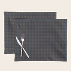 Gingham Check Dark Plaid Pattern in Navy Blue and Brown Placemat Gallery Image 1