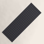 Gingham Check Dark Plaid Pattern in Navy Blue and Brown Yoga Mat Gallery Image 1