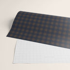 Gingham Check Dark Plaid Pattern in Navy Blue and Brown Wrapping Paper Gallery Image 2