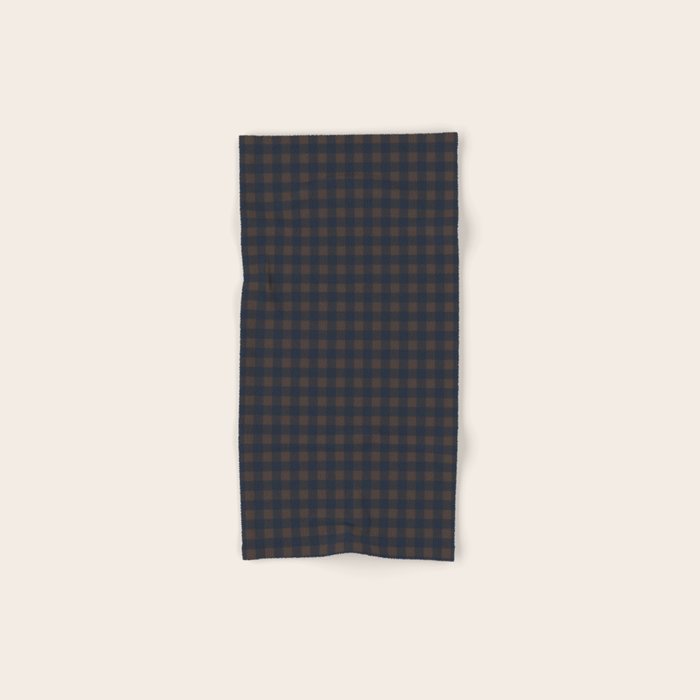 Gingham Check Dark Plaid Pattern in Navy Blue and Brown Bath Towel Gallery Image 1