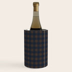 Gingham Check Dark Plaid Pattern in Navy Blue and Brown Wine Chiller Gallery Image 3