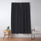 Gingham Check Dark Plaid Pattern in Navy Blue and Brown Window Curtain Gallery Image 5