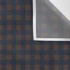 Gingham Check Dark Plaid Pattern in Navy Blue and Brown Wall Tapestry Gallery Image 3