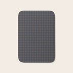 Gingham Check Dark Plaid Pattern in Navy Blue and Brown Bath Mat Gallery Image 1