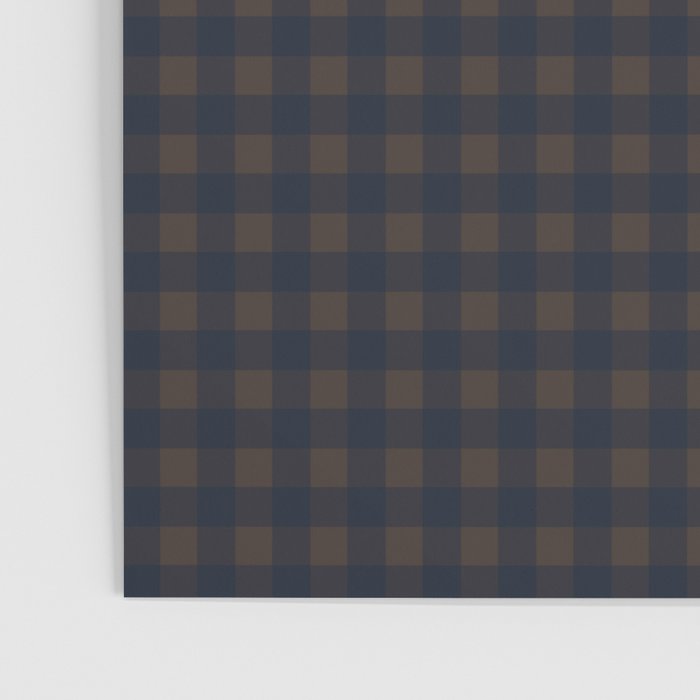 Gingham Check Dark Plaid Pattern in Navy Blue and Brown Poster Gallery Image 3