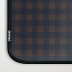 Gingham Check Dark Plaid Pattern in Navy Blue and Brown Laptop Sleeve Gallery Image 3