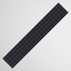 Gingham Check Dark Plaid Pattern in Navy Blue and Brown Table Runner Gallery Image 3