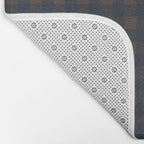 Gingham Check Dark Plaid Pattern in Navy Blue and Brown Bath Mat Gallery Image 2