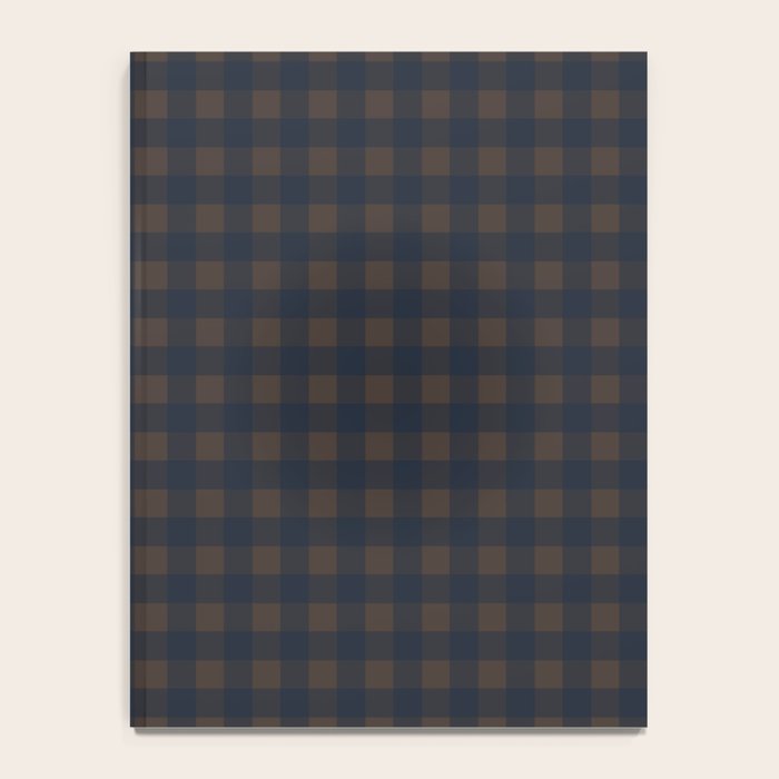 Gingham Check Dark Plaid Pattern in Navy Blue and Brown Notebook Gallery Image 4
