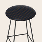 Gingham Check Dark Plaid Pattern in Navy Blue and Brown Stool Gallery Image 2
