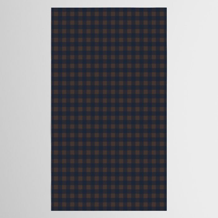 Gingham Check Dark Plaid Pattern in Navy Blue and Brown Tablecloth Gallery Image 2
