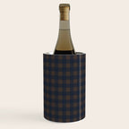 Gingham Check Dark Plaid Pattern in Navy Blue and Brown Wine Chiller Gallery Image 1