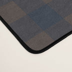 Gingham Check Dark Plaid Pattern in Navy Blue and Brown Desk Mat Gallery Image 4