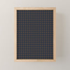 Gingham Check Dark Plaid Pattern in Navy Blue and Brown Mini Art Print Gallery Image 1