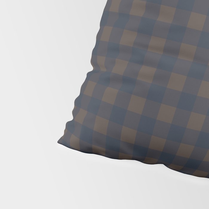 Gingham Check Dark Plaid Pattern in Navy Blue and Brown Pillow Sham Gallery Image 4