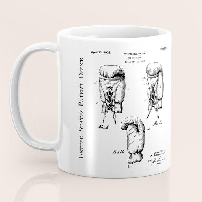 Boxing Gloves Patent - Boxer Trainer Coach Gym Art - Antique Coffee Mug Gallery Image 3