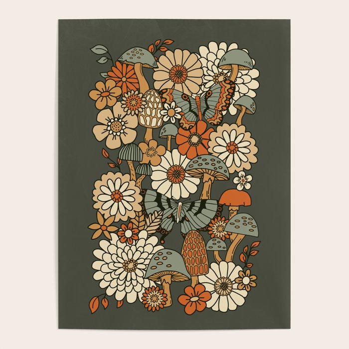 Mushroom Butterfly Garden Poster Gallery Image 4