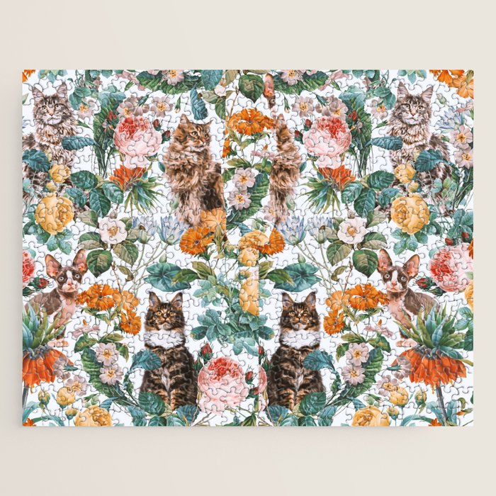 Cat and Floral Pattern III Jigsaw Puzzle Gallery Image 1