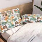 Cat and Floral Pattern III Pillow Sham Gallery Image 2