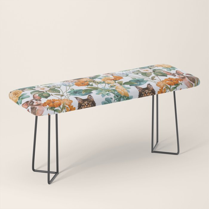 Cat and Floral Pattern III Bench Gallery Image 1