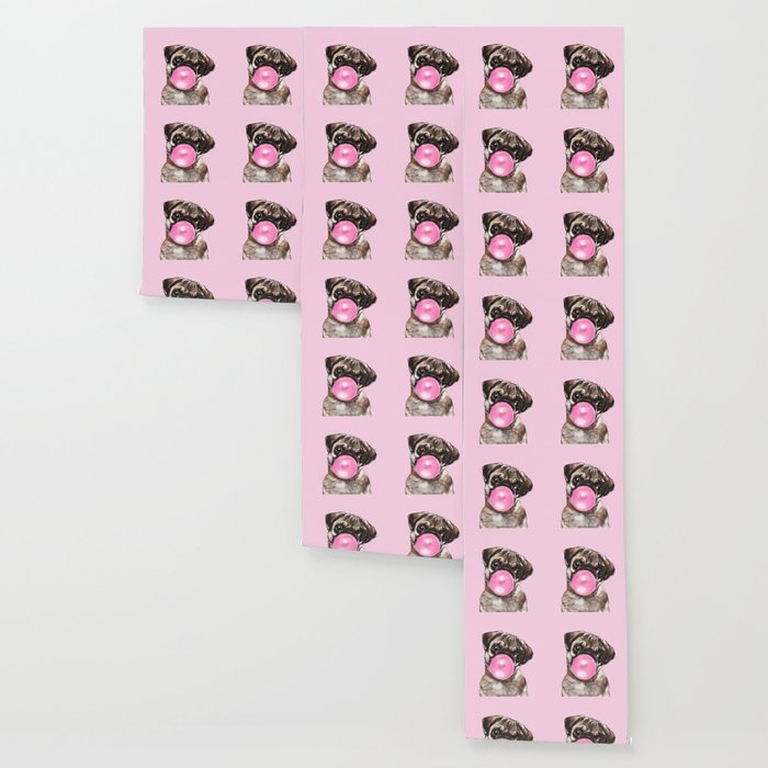 Pug with Pink Bubble Gum Wallpaper Gallery Image 3