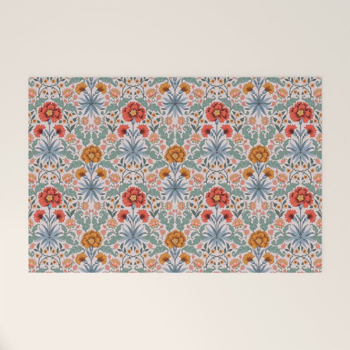  Victorian Botanicals - Carnation in Red and Blue Welcome Mat Gallery Image 1