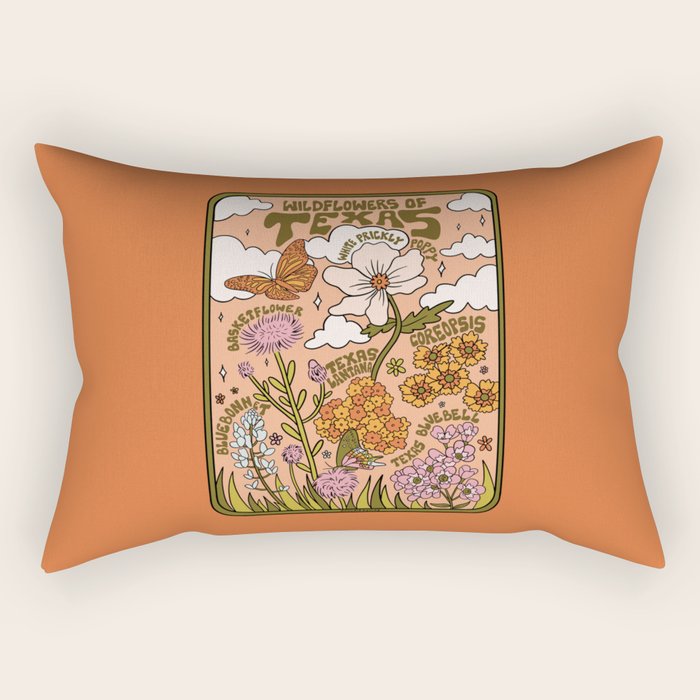 Texas Wildflowers Rectangular Pillow Gallery Image 2