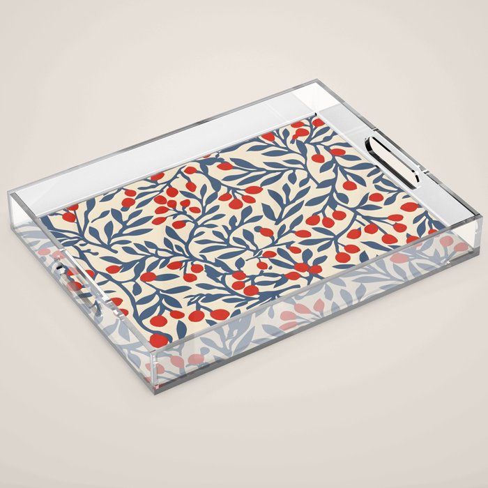 Winter Berries and Blue Acrylic Tray Gallery Image 1