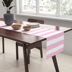 Pink and White Cabana Stripes Palm Beach Preppy Table Runner Gallery Image 2