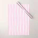 Pink and White Cabana Stripes Palm Beach Preppy Wrapping Paper Gallery Image 1