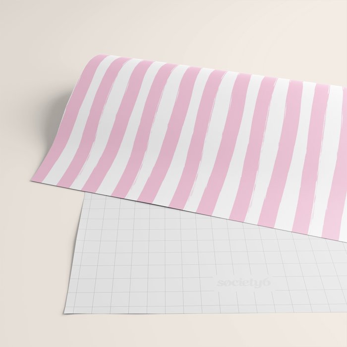 Pink and White Cabana Stripes Palm Beach Preppy Wrapping Paper Gallery Image 2
