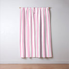 Pink and White Cabana Stripes Palm Beach Preppy Window Curtain Gallery Image 3