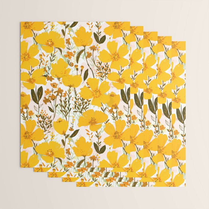 Yellow roaming wildflowers Wrapping Paper Gallery Image 3