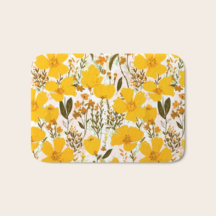 Yellow roaming wildflowers Bath Mat Gallery Image 1