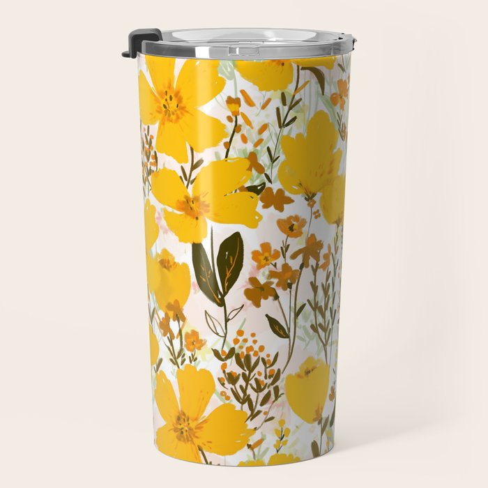 Yellow roaming wildflowers Travel Mug Gallery Image 3