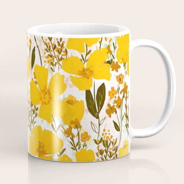 Yellow roaming wildflowers Coffee Mug Gallery Image 1