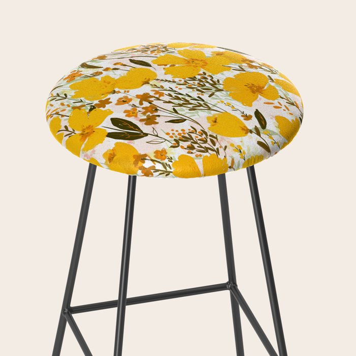 Yellow roaming wildflowers Stool Gallery Image 2