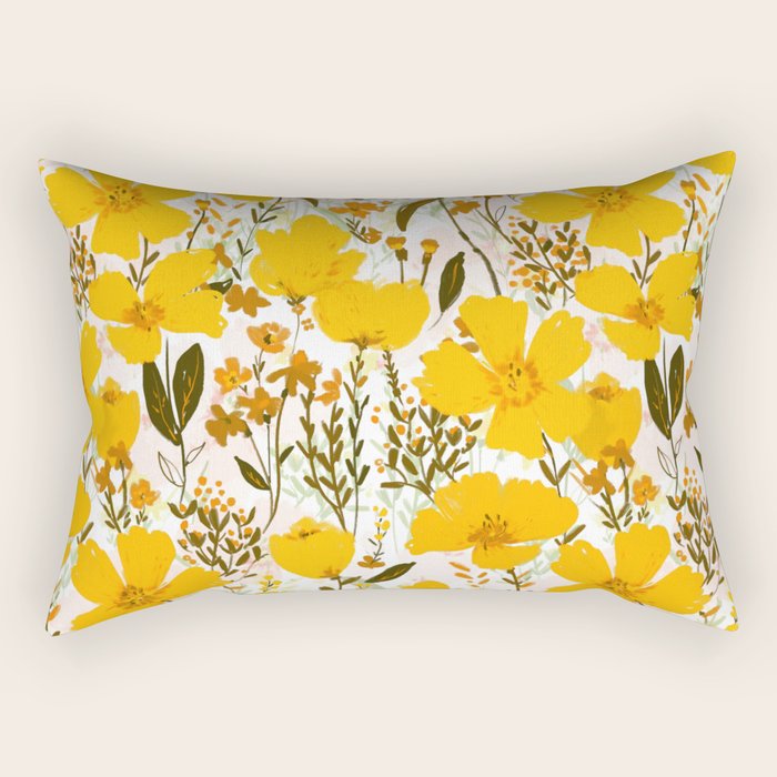 Yellow roaming wildflowers Rectangular Pillow Gallery Image 2