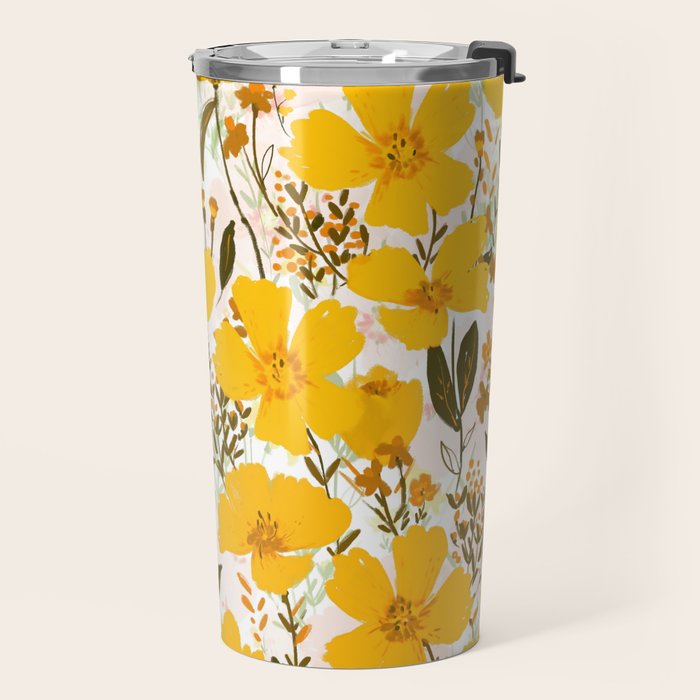 Yellow roaming wildflowers Travel Mug Gallery Image 2