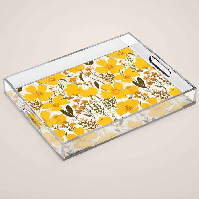 Yellow roaming wildflowers Acrylic Tray Gallery Image 1