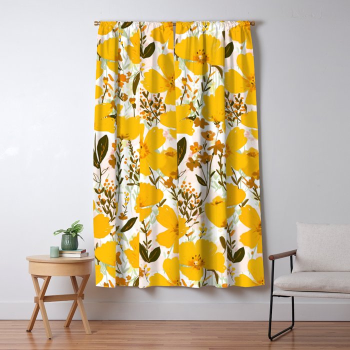 Yellow roaming wildflowers Window Curtain Gallery Image 5