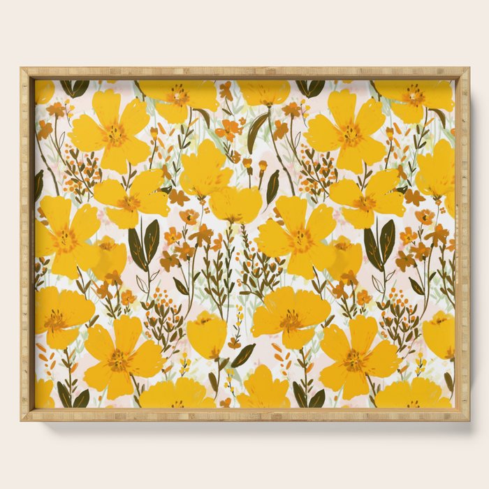 Yellow roaming wildflowers Serving Tray Gallery Image 1