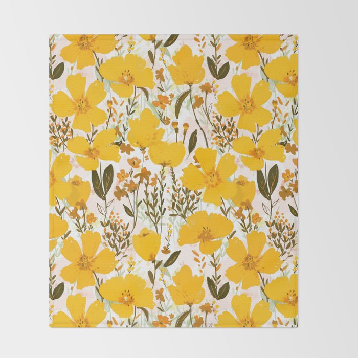 Yellow roaming wildflowers Throw Blanket Gallery Image 2