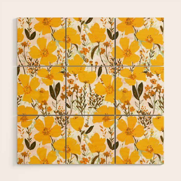 Yellow roaming wildflowers Wood Wall Art Gallery Image 1
