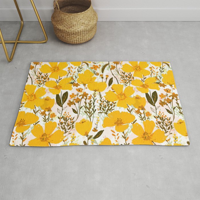 Yellow roaming wildflowers Rug Gallery Image 1