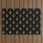 Black & Gold Queen Bee Pattern Outdoor Rug Gallery Image 1