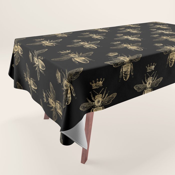 Black & Gold Queen Bee Pattern Tablecloth Gallery Image 1