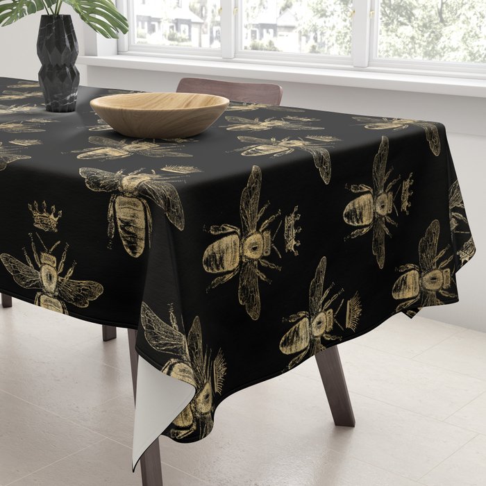 Black & Gold Queen Bee Pattern Tablecloth Gallery Image 3