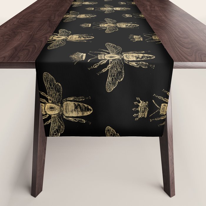 Black & Gold Queen Bee Pattern Table Runner Gallery Image 1