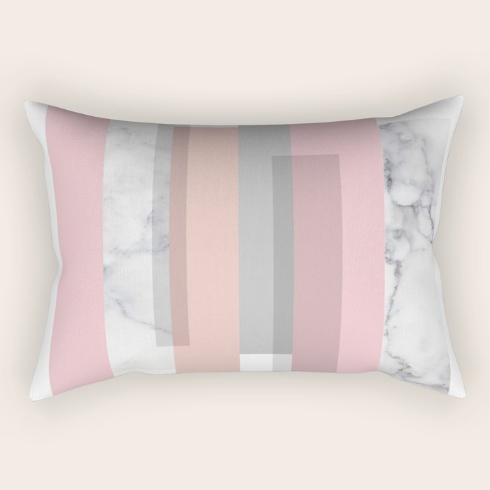 Stripes in blush and marble Rectangular Pillow Gallery Image 1
